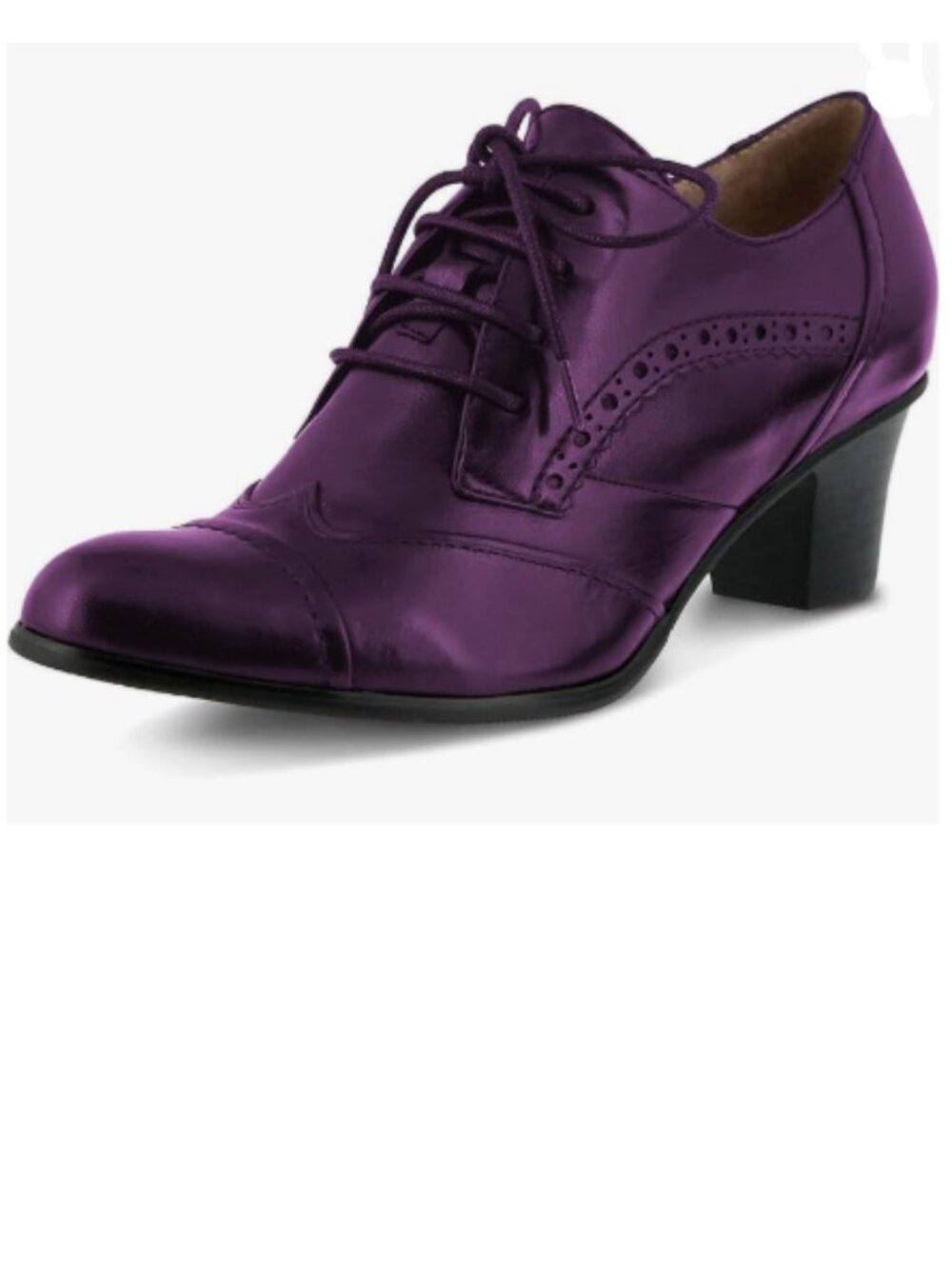 FSJ Metallic Purple Lace-Up Heeled Oxford